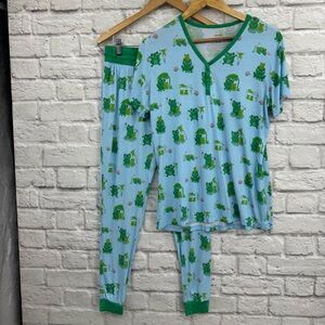 Little Sleepies Adult Leaping Love Frog Bamboo Viscose PJ Set S
